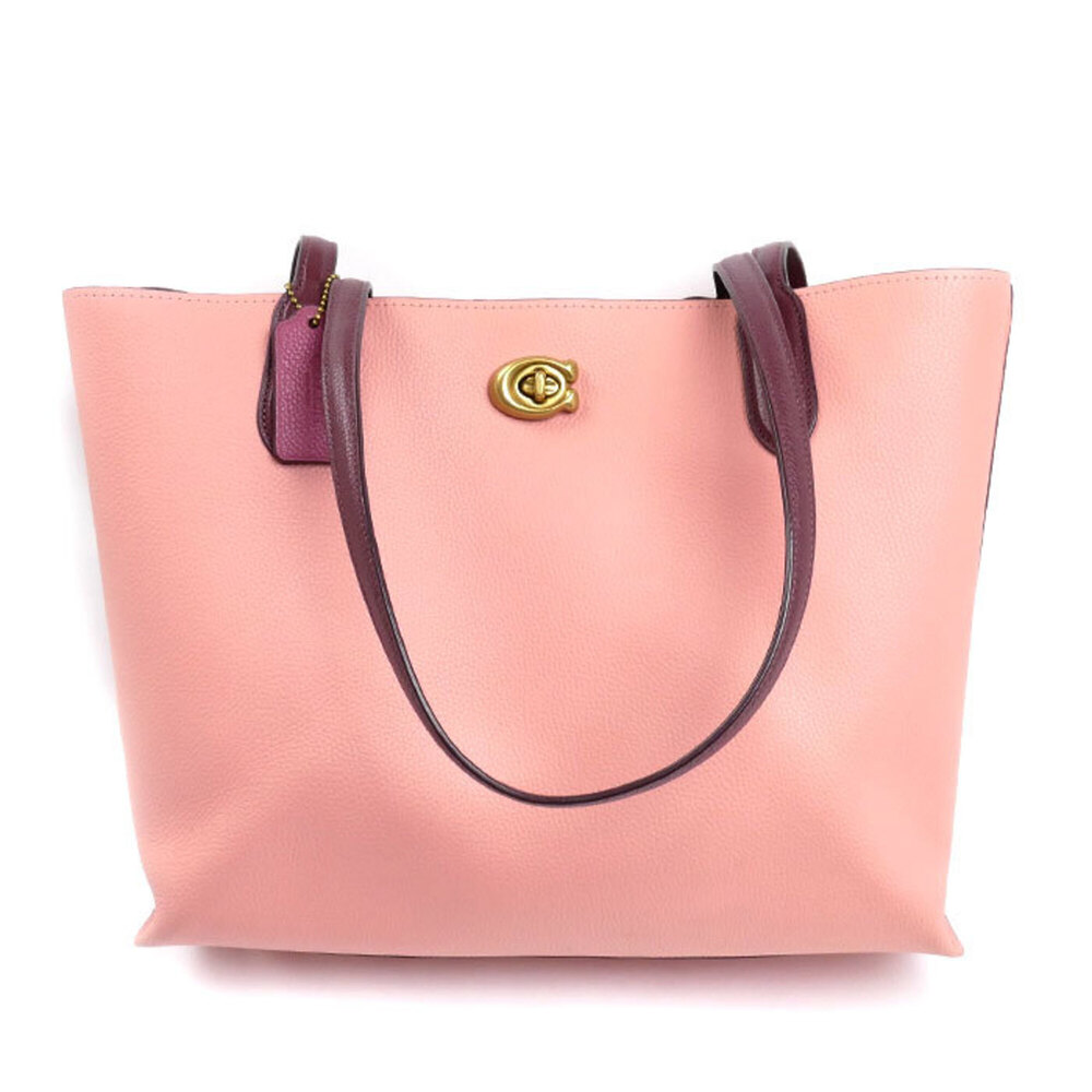 COACH Willow Tote Colorblock Bag Pink Wine Red C0692 Women's